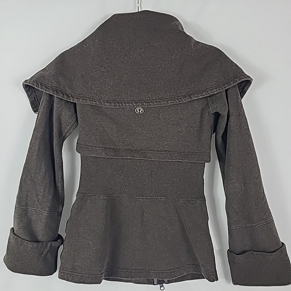 Lululemon Over The Top Jacket Heathered Fox Brown Asymetrical Sz 4? RARE UNICORN - Picture 4 of 9